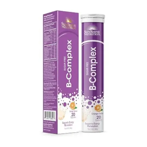 Sunshine Nutrition B Complex Orange Flavour Effervescent Tablets 20S