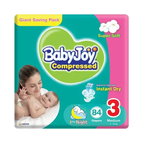 Babyjoy Compressed Diamond Pad Value Pack Diapers Size 3 84S thumbnail 1
