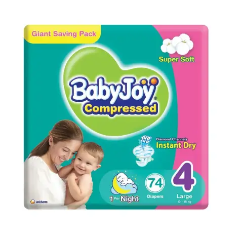 Babyjoy Compressed Diamond Pad Value Pack Diapers Size 4 74S thumbnail 1