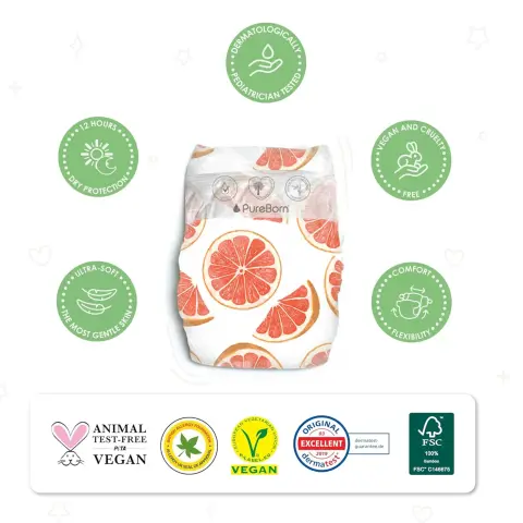 Pureborn Organic Cotton Disposable Nappies Size 4 24s thumbnail 2