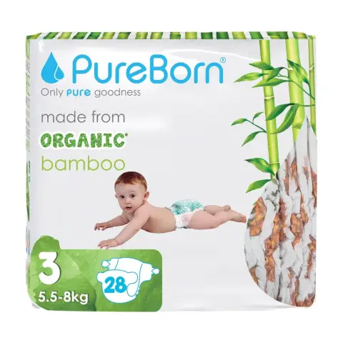 Pureborn Organic Nappies Size 3 28s thumbnail 1