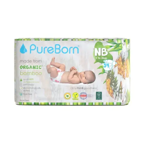 Pureborn Newborn Nappies 34 Diapers thumbnail 1