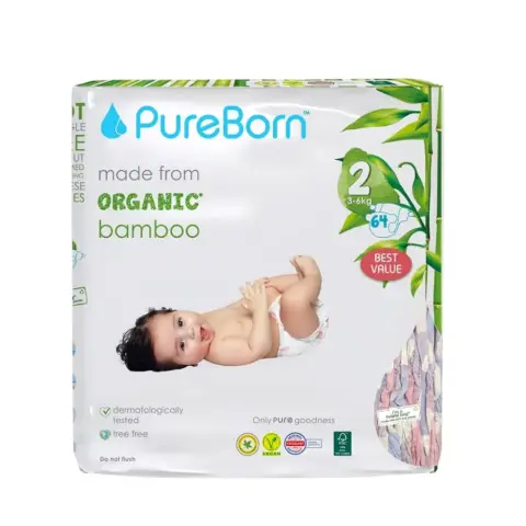 Pureborn Nappies Size 2 64 Diapers