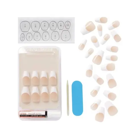 Kiss Salon Acrylic French Nails Medium Coffin KSA16C thumbnail 3