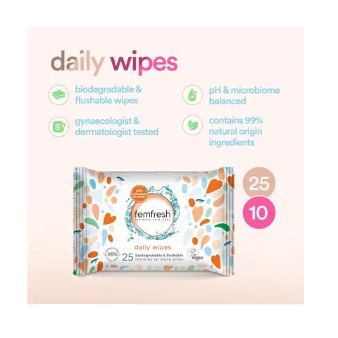 Femfresh Intimate Wipes Daily 25 PC thumbnail 2
