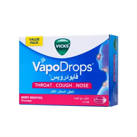 Vicks VapoDrops Berry Menthol Lozenges 36s thumbnail 1