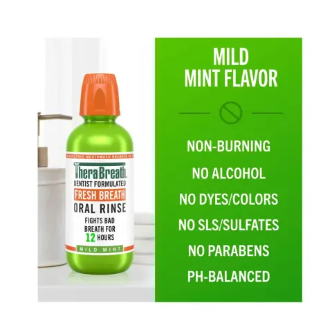 Thera Breath Fresh Breath Mild Mint Mouthwash 473Ml thumbnail 2