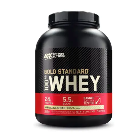 Optimum Nutrition 100% Whey Gold Standard Vanila Ice Cream Protein 5Lb thumbnail 1