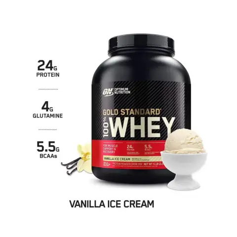 Optimum Nutrition 100% Whey Gold Standard Vanila Ice Cream Protein 5Lb thumbnail 2