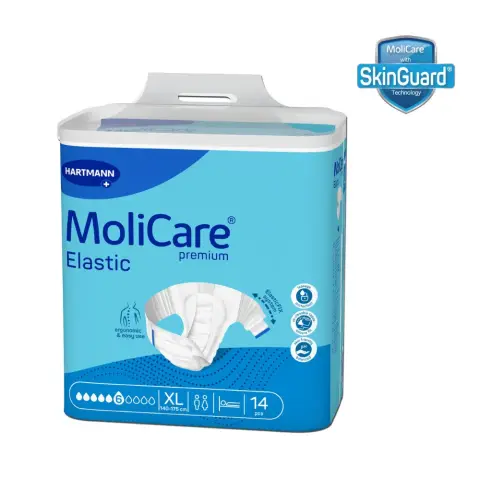 Molicare Premium Elastic Adult Diaper, Slip diapers for adult incontinence, Unisex, Extra Large, 6 Drops, 14pcs/pack thumbnail 1