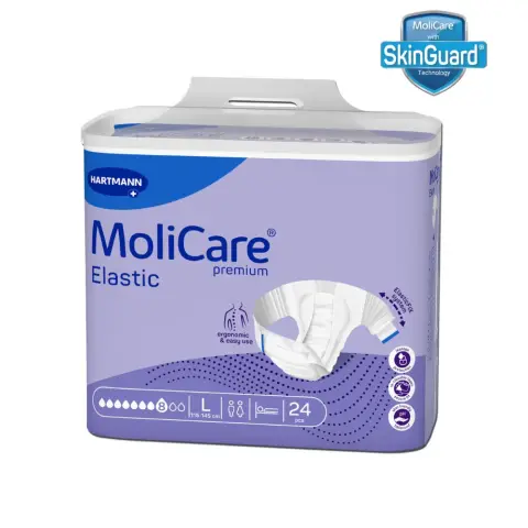 Molicare Premium Elastic Adult Diaper, Slip diapers for adult incontinence, Unisex, Large, 8 Drops, 24 pieces / pack thumbnail 1