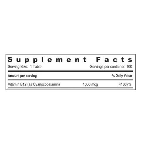 Sunshine Nutrition Rapid Action Vitamin B12 1000Mcg Chew able Tablet 100S thumbnail 2