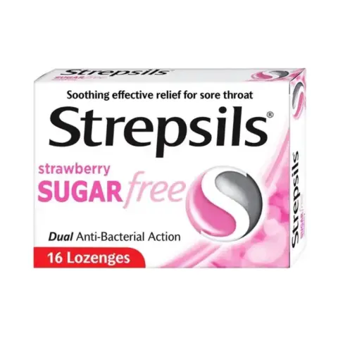 Strepsils Strawberry Sugar-Free Lozenges 16s thumbnail 1