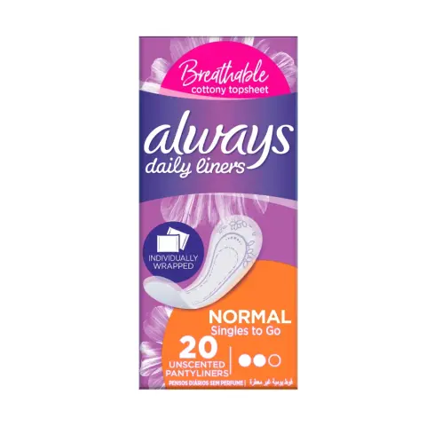 Always Daily Liners Singles To Go Normal Panty Liners 20S thumbnail 1