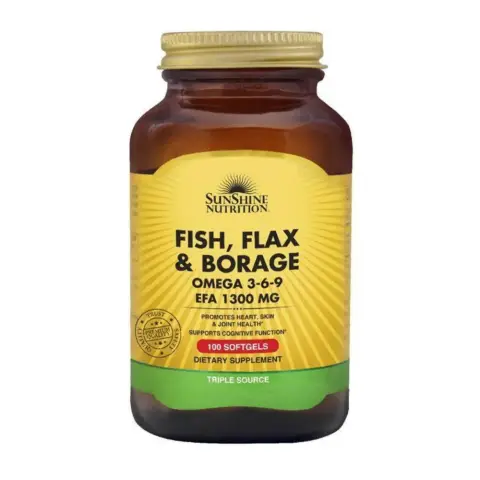 Sunshine Nutrition Fish Flax Borage 1300Mg Tablets 100S