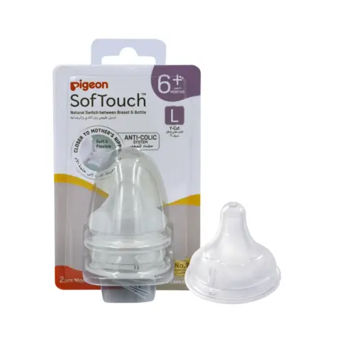 Pigeon Soft Touch Wide Neck Nipple Large 2 Pcs thumbnail 1
