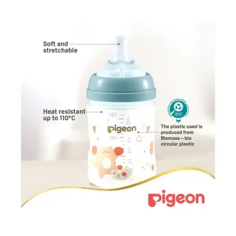 Pigeon SofTouch Wide Neck Decorated Nursing Plastic Bottle For 3+ Months Baby 240mL thumbnail 3