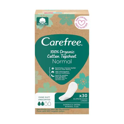 Carefree Organic Cotton Pantyliner Normal 30 PC thumbnail 1