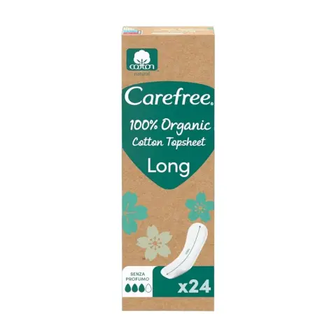 Carefree Organic Cotton Pantyliner Long 24 PC thumbnail 1