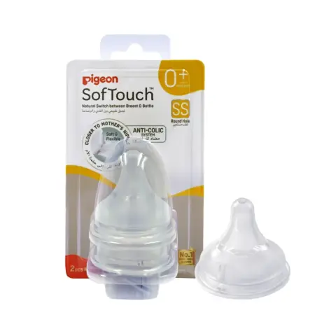 Pigeon Soft Touch Wide Neck Nipple Small 2 Pcs thumbnail 1