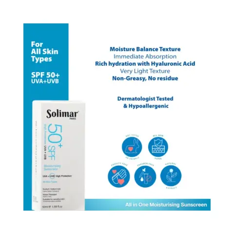 Solimar Paris Moisturising Sunscreen Spf 50+ Cream 50Ml thumbnail 2