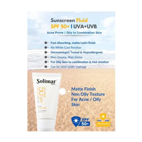 Solimar Paris Spf 50+ Fluid Comb-Oily Skin 50Ml thumbnail 2