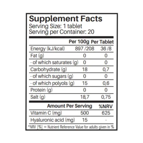 Sunshine Nutrition Beauty Support Vitamin C&Hyaluronic Acid Apple Flavour Effevescent Tablet 20S thumbnail 2