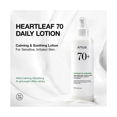 Anua 70+ Heartleaf 70 +Hyaluron Lotion 200mL thumbnail 2