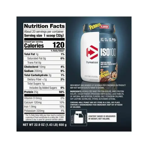 Dymatize Iso 100 Cocoa Pebbles Whey Protein Powder 1.43Lb thumbnail 2