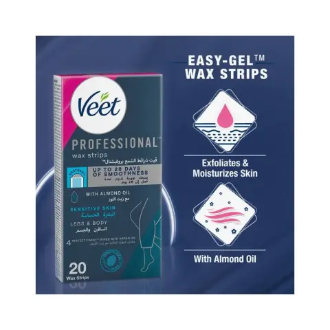 Veet Professional Sensitive Skin Legs & Body Wax Strips 20S thumbnail 2