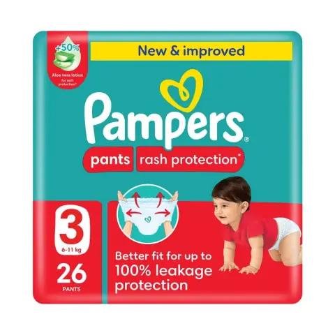Pampers Rash Protection Size 3, 6-11kg Baby Diaper Pants, Pack of 26s thumbnail 1