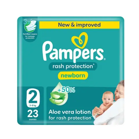 Pampers Rash Protection Size 2, 3-8kg Newborn Diapers, Pack of 23's thumbnail 1