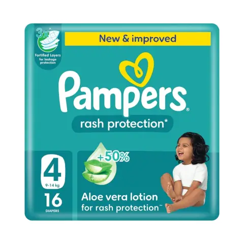 Pampers Rash Protection, Size 4, 9-14 kg, Carry Pack, 16 Diapers thumbnail 1