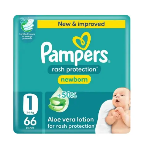 Pampers Rash Protection Size 1, 2-5kg Newborn Diapers, Pack of 66's thumbnail 1