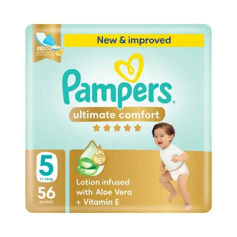 Pampers Ultimate Comfort 5 56SPampers Ultimate Comfort Size 5, 11-16kg Baby Diapers, Pack of 56's thumbnail 1
