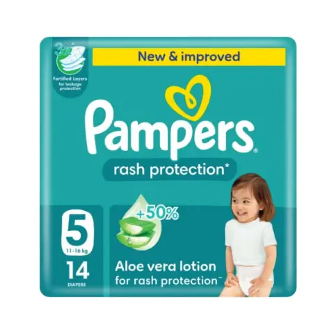 Pampers Rash Protection Size 5, 11-16kg Baby Diapers, Pack of 14's thumbnail 1