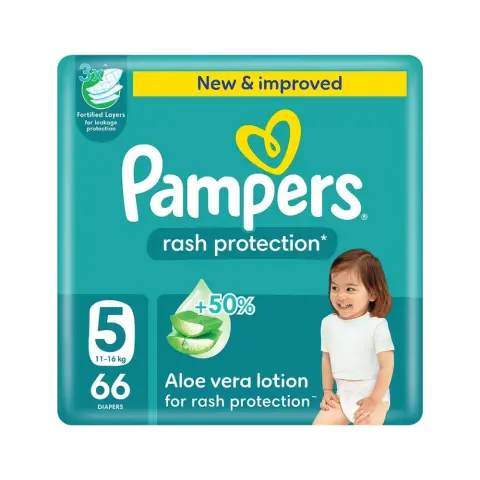 Pampers Rash Protection Size 5 Diapers 66s thumbnail 1