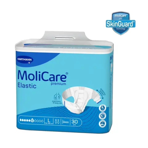 Molicare Premium Elastic Adult Diaper, Slip diapers for adult incontinence, Unisex, Large, 6 Drops, 30pcs/pack thumbnail 1