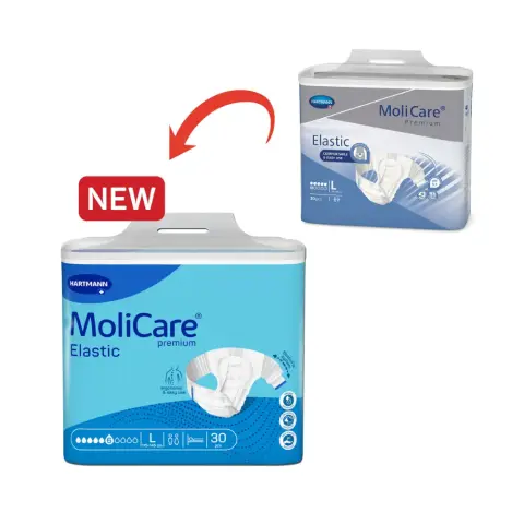 Molicare Premium Elastic Adult Diaper, Slip diapers for adult incontinence, Unisex, Large, 6 Drops, 30pcs/pack thumbnail 2