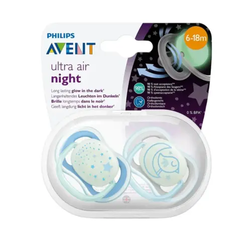 Philips Avent Ultra Air Soother Night 6-18M Boy x2 thumbnail 1