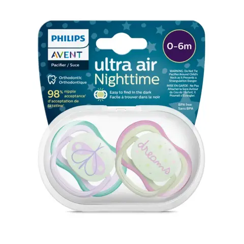 Philips Avent Ultra Air Nightime Pacifier 0-6M Girl 2s