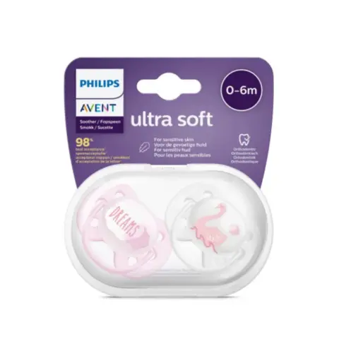 Philips Avent Ultra Soft Pacifier 0-6M Girl 2s thumbnail 1