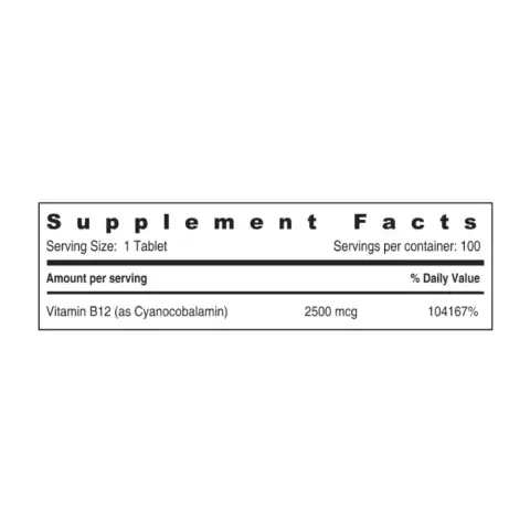 Sunshine Nutrition Rapid Action Vitamin B-12 2500Mcg 100S thumbnail 2