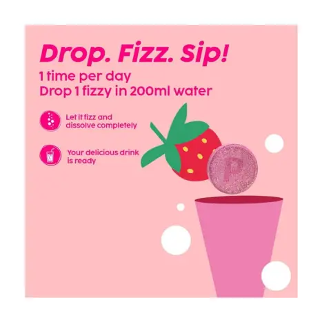 Plix Glowy Skin Strawberry Effervescent Tablets 15S thumbnail 2