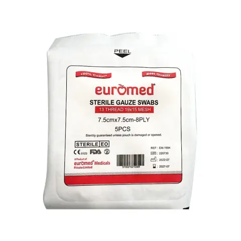 Euromed Gauze Swab Non Sterile 7.5x7.5 8Ply thumbnail 1