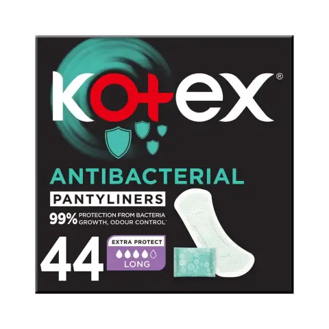 Kotex Antibacterial Daily Panty Liners For 99% Protection from Bacteria, Long Size, Pack of 44s thumbnail 1