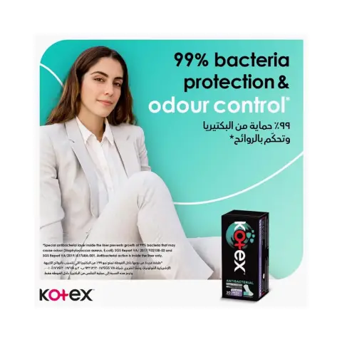 Kotex Antibacterial Daily Panty Liners For 99% Protection from Bacteria, Long Size, Pack of 44s thumbnail 2