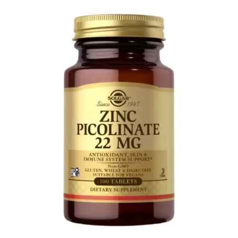 Solgar Zinc Picolinate 22mg Tablets – 100 Tablets thumbnail 1