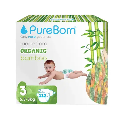 Pureborn Organic Nappies Size 3 112 Diapers thumbnail 1