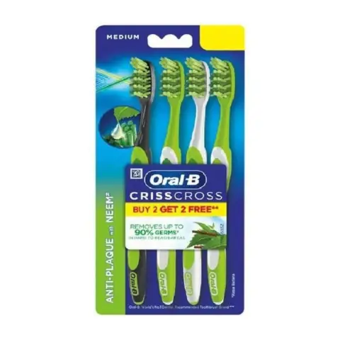 Oral B 30364.601 Crisscross Neem Medium Toothbrush 4S thumbnail 1